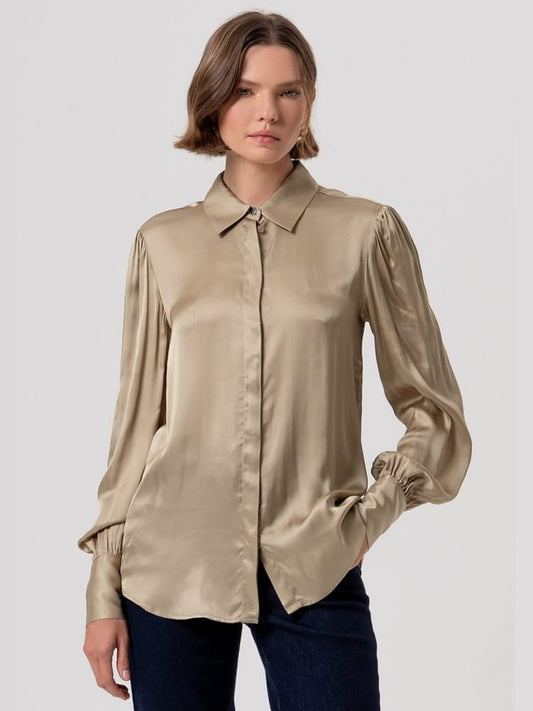 Fracomina camicia ìin raso beige con seta