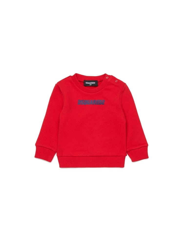 Dsquared felpa infant girocollo in coptone rosso con logo Bambino
