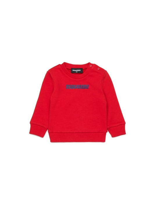 Dsquared felpa infant girocollo in coptone rosso con logo Bambino
