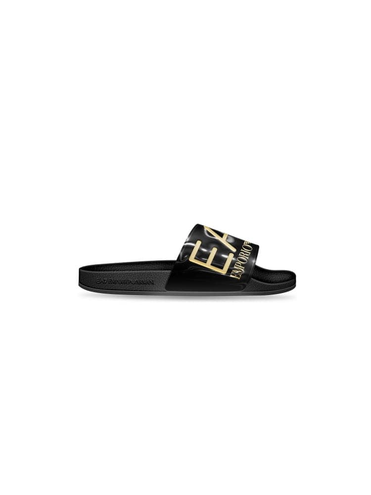 Emporio Armani ciabatta kids-junior con maxi logo nero/oro
