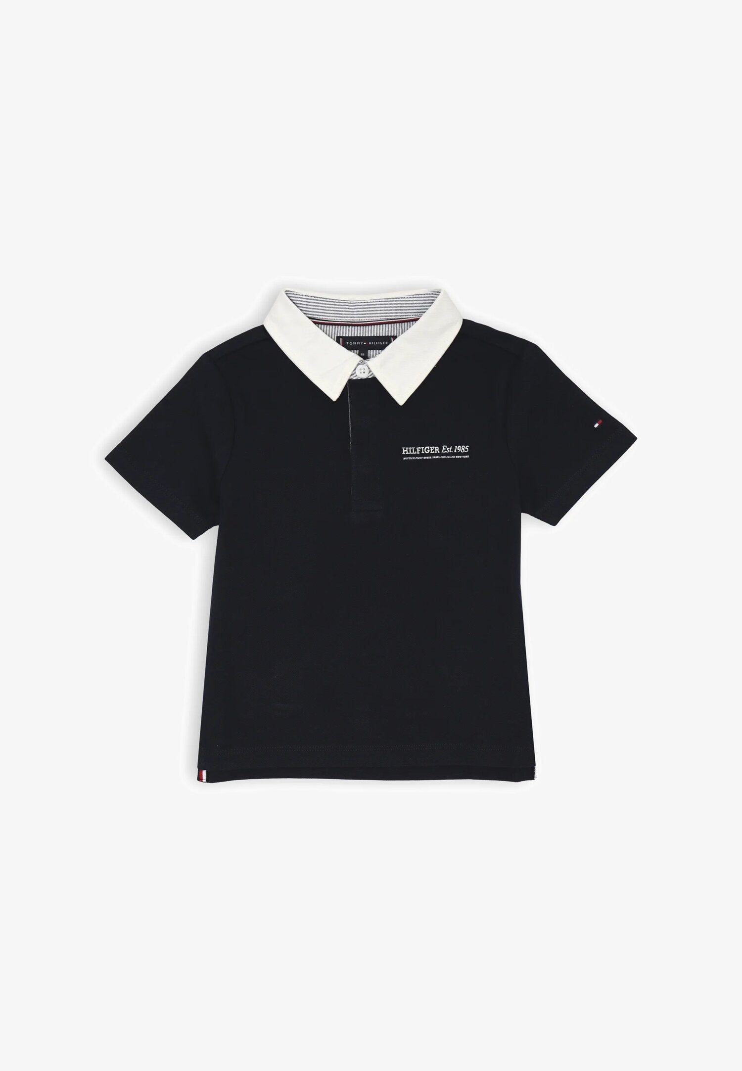 Polo blu Tommy Hilfiger bambino con colletto bianco | CammarataMode
