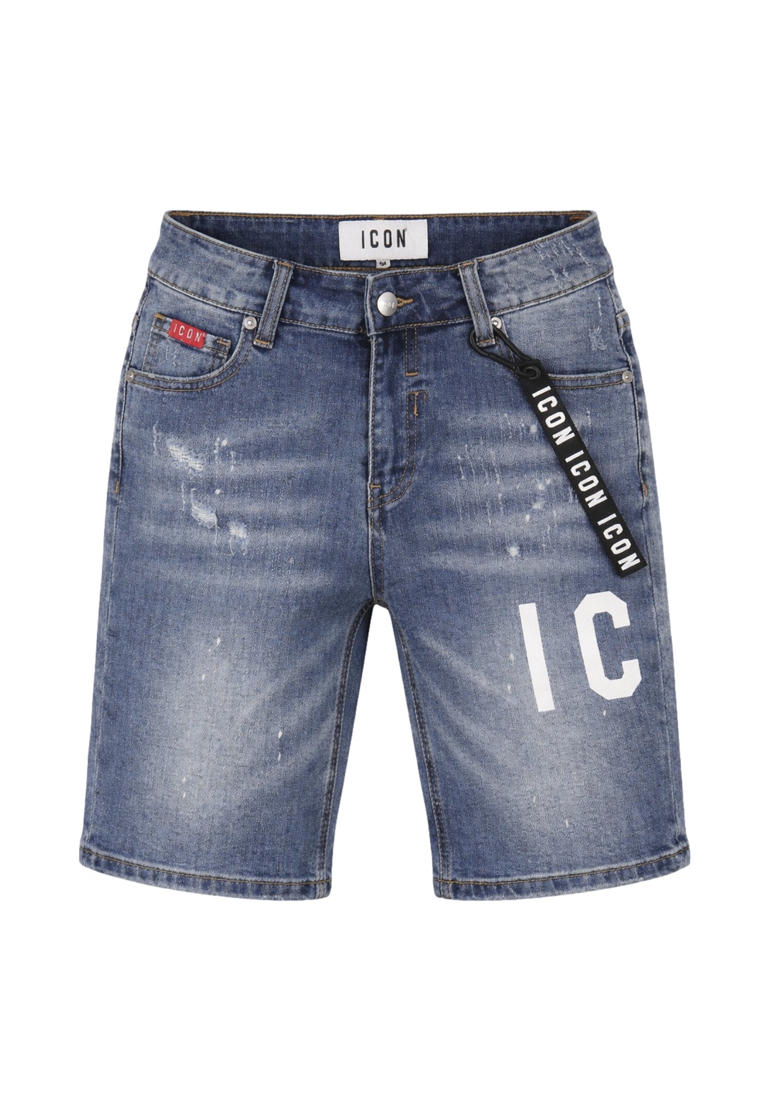 Icon Bermuda Jeans Logo Davanti Bambino Tasche Laterali IBDS001038_