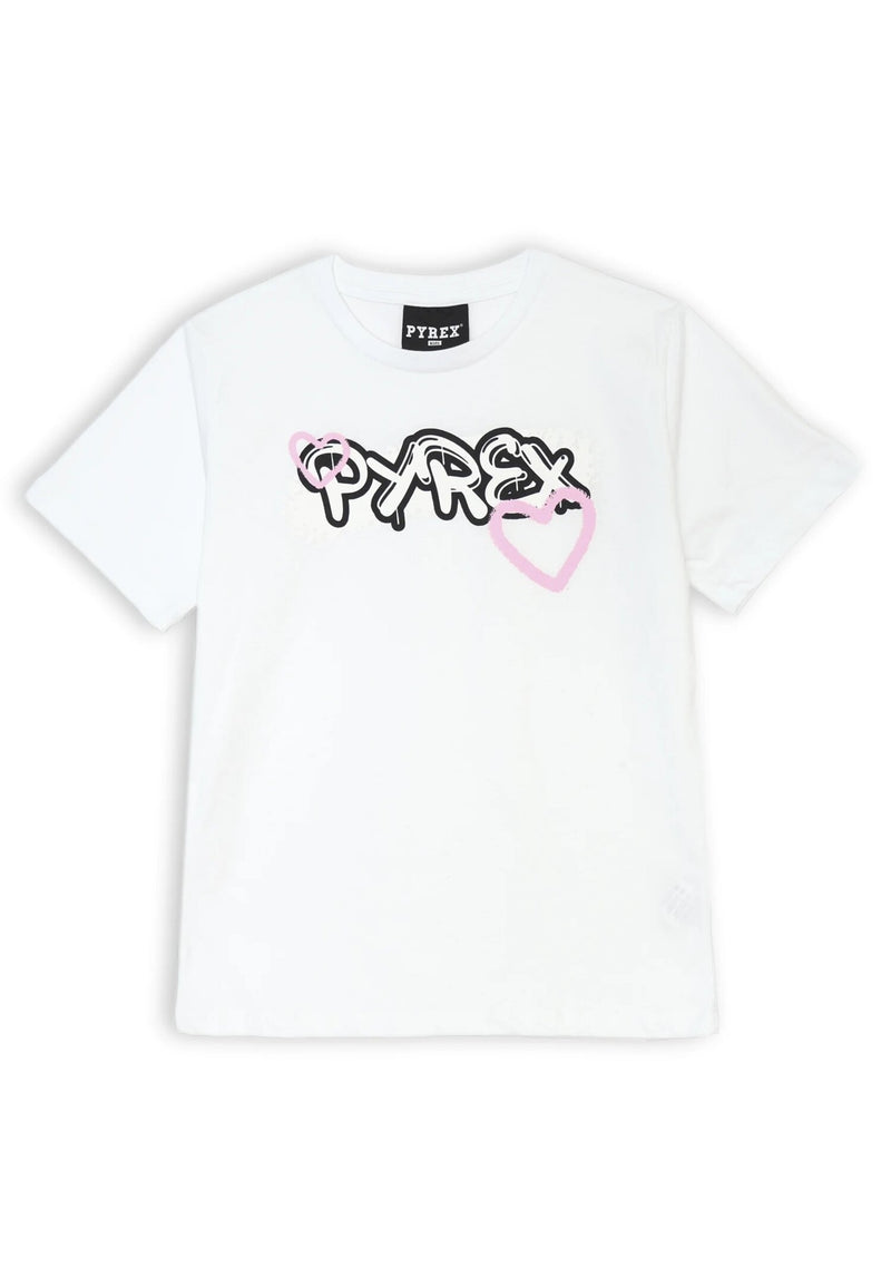 Completo Pyrex bambina bianco - T-shirt & short primavera 25 - BIANCO | CammarataMode