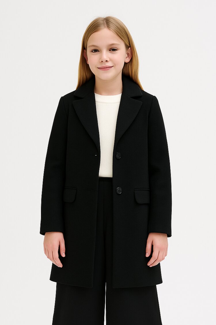 Kocca cappotto corto nero bambina e ragazza elegante invernale