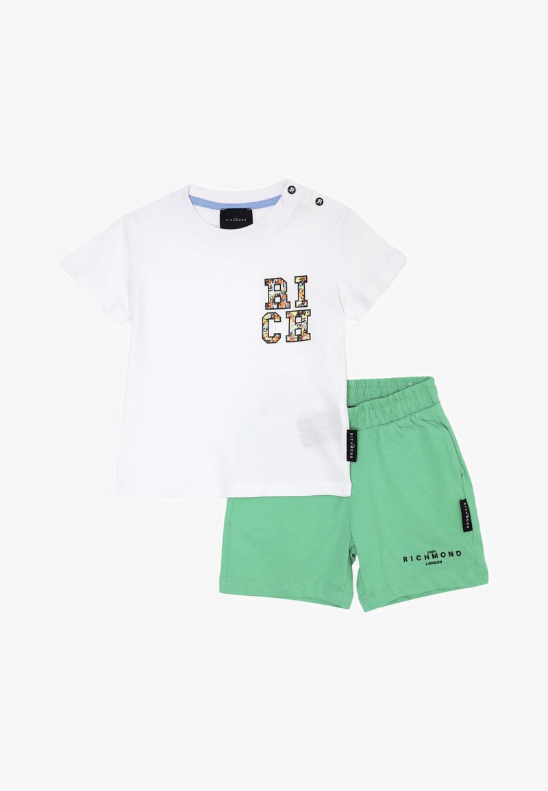 John Richmond White and Green Baby Set 3-36 Months - GREEN | CammarataMode