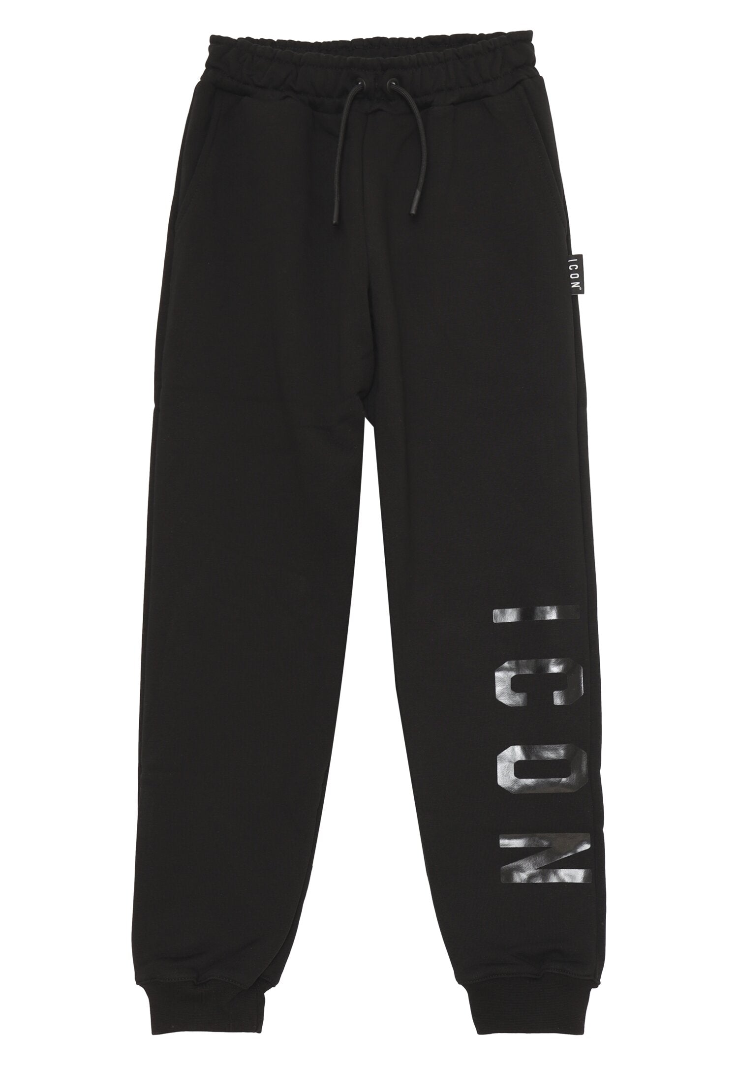 Icon Pantalone Nero Bambino In Cotone Vita Regolabile Sportivo AI25