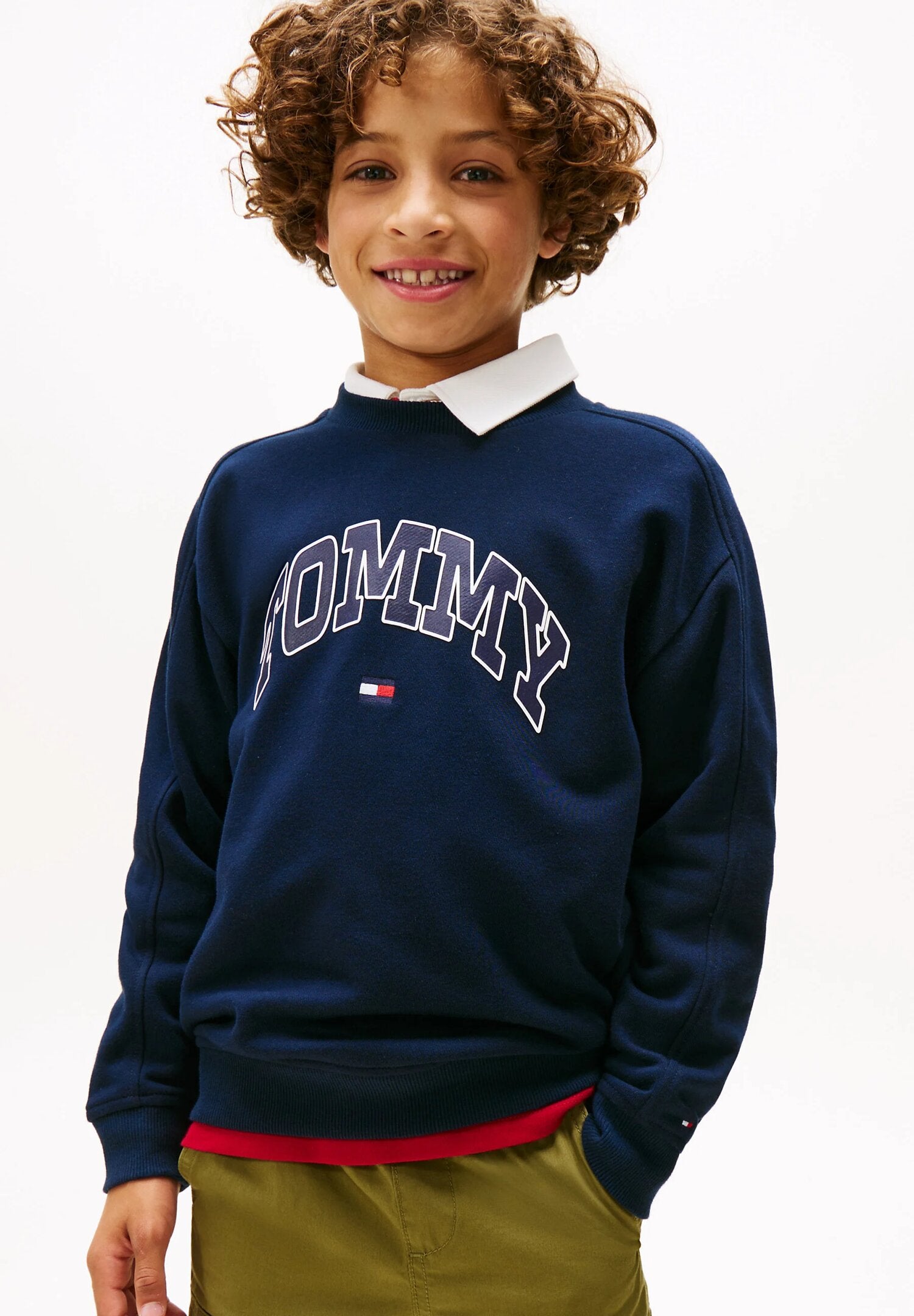 Tommy Hilfiger Felpa Neonato Varsity Print - Blu Navy