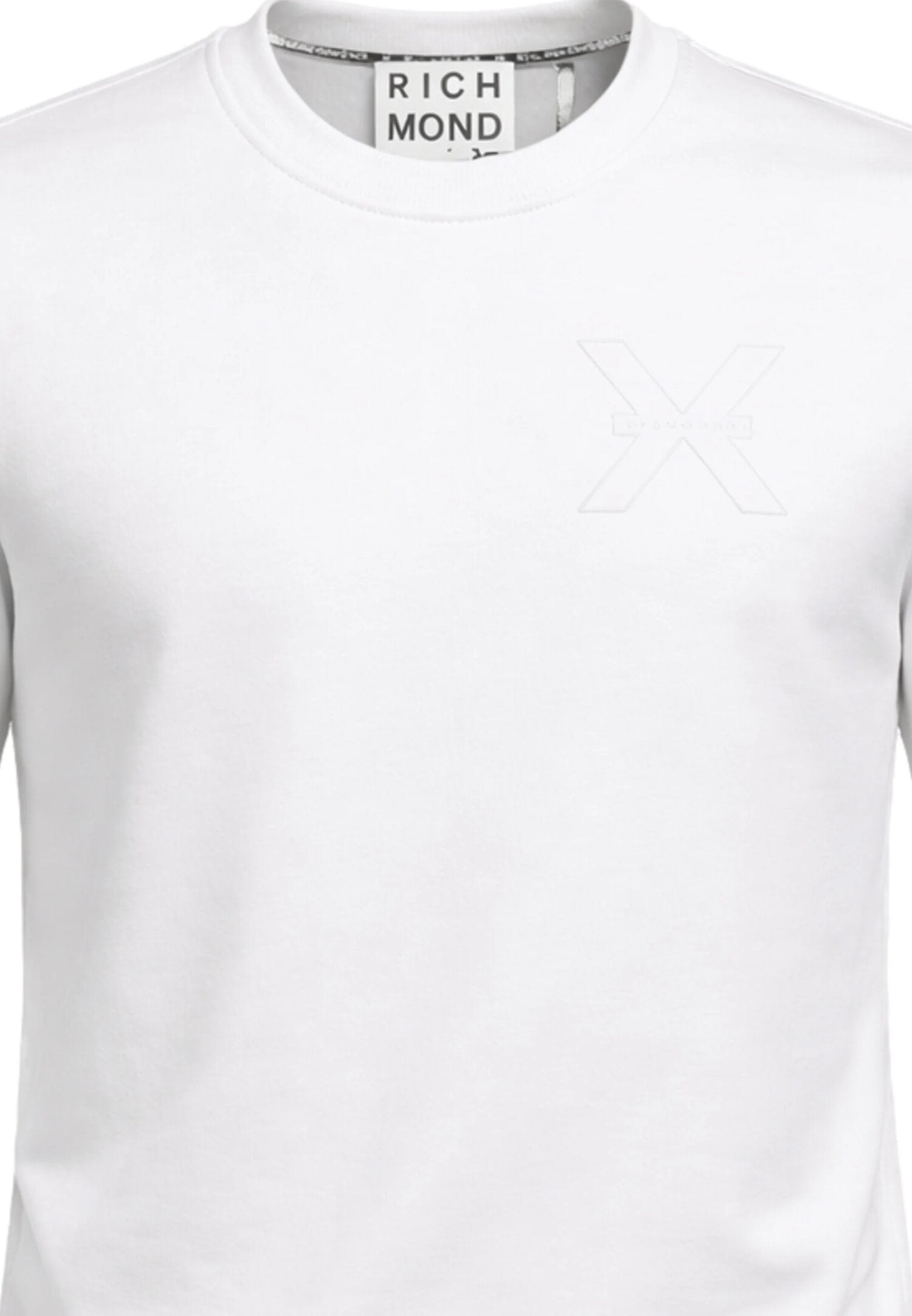 John Richmond Felpa Bianco Logo Piccolo Uomo Girocollo - UMP26025FE_