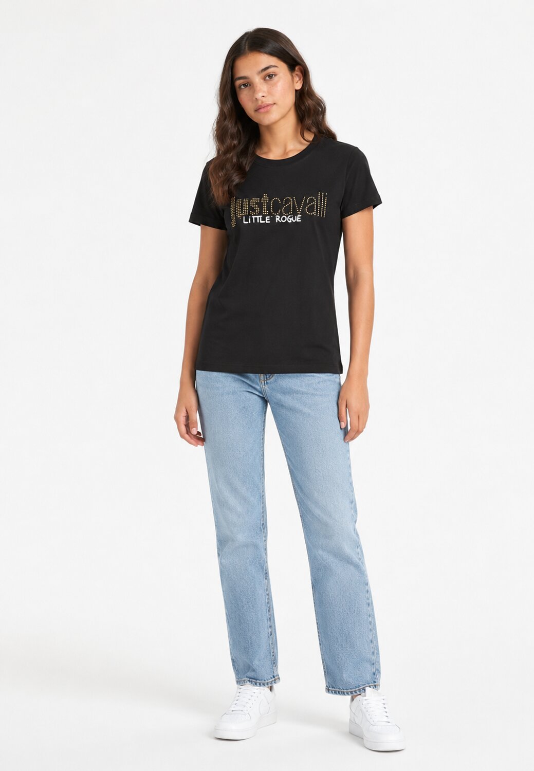 Just Cavalli t-Shirt Nera Stampa Oro Stampa Just Bambina JGP26175TS_