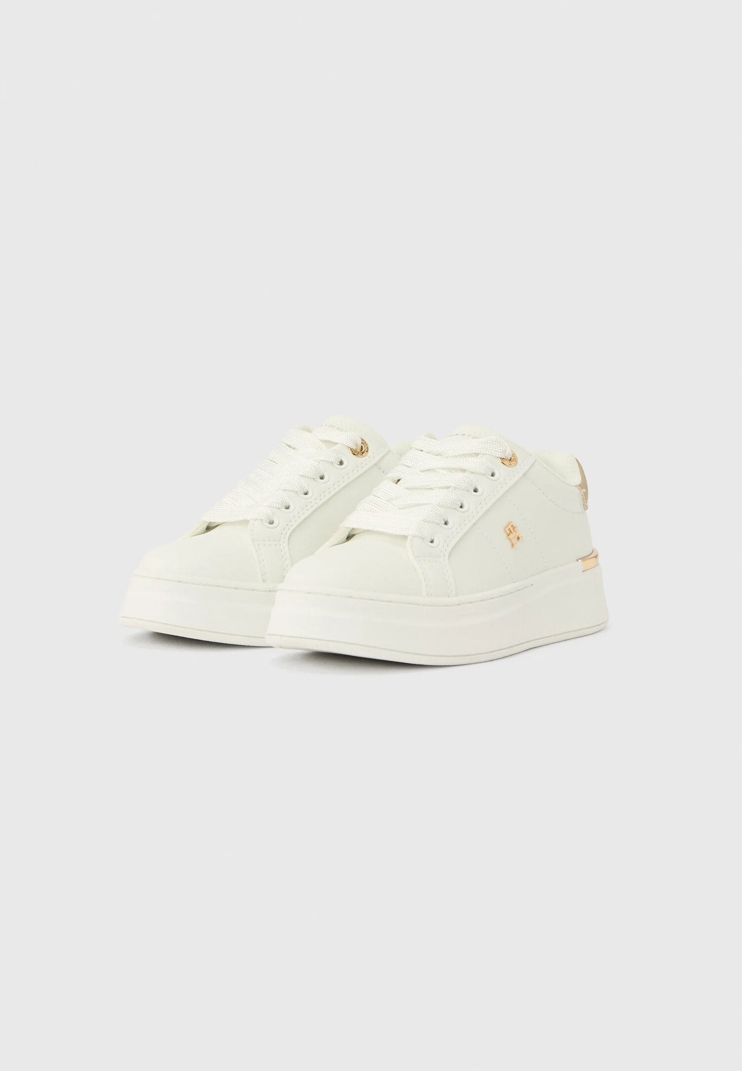 Tommy Hilfiger Scarpe Bianche Bambina Chiusura Lacci Quotidiano In Ecopelle 2