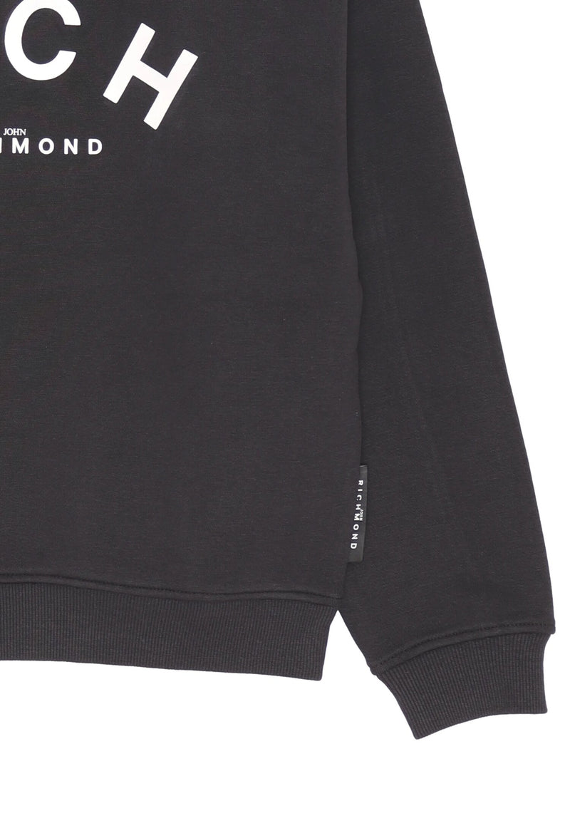 John Richmond felpa bambino nera 2-16 anni in cotone con maxi logo - NERO | CammarataMode