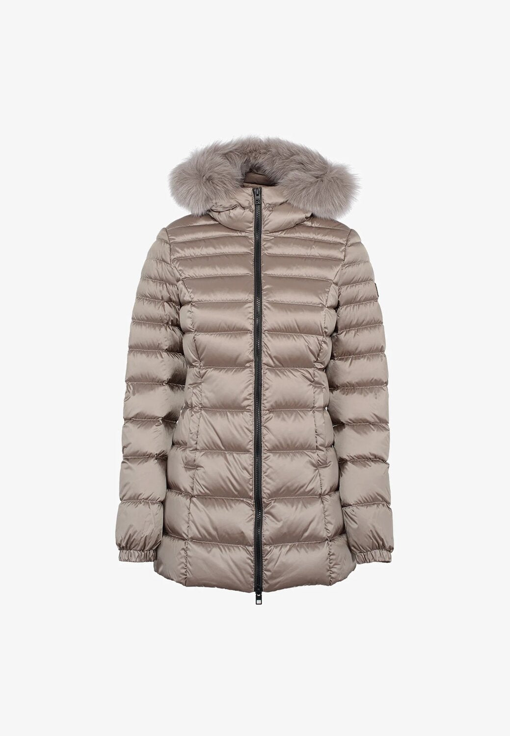 Refrigiwear piumino donna tortora lungo con cappuccio imbottito | CammarataMode