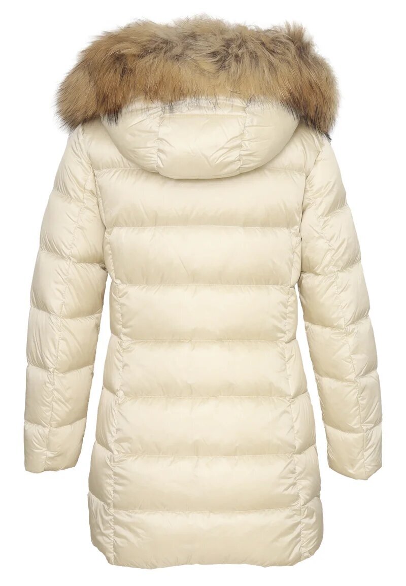 Bomboogie Giubotto Avorio Bambina In Nylon Con Pelliccia Elegante AI25