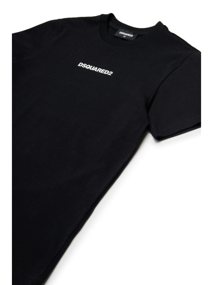 Dsquared t-shirt kids-junior nera con mini logo centrale gommato Bambino