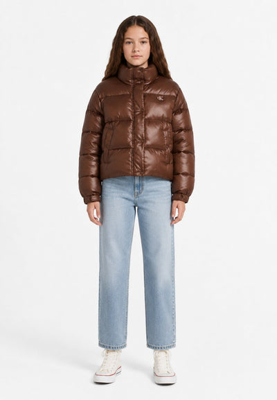 CALVIN KLEIN calvin klein giubotto marrone con logo bambina lvcktjm01ghjq_ Bambine e ragazze LVCKTJM01GHJQ_
