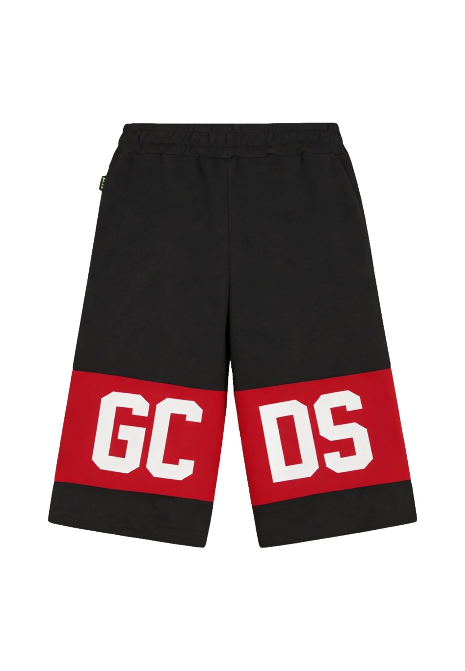 Gcds Bermuda Nero-Rosso Bambino-Ragazzo Vita Regolabile Sportivo In Cotone