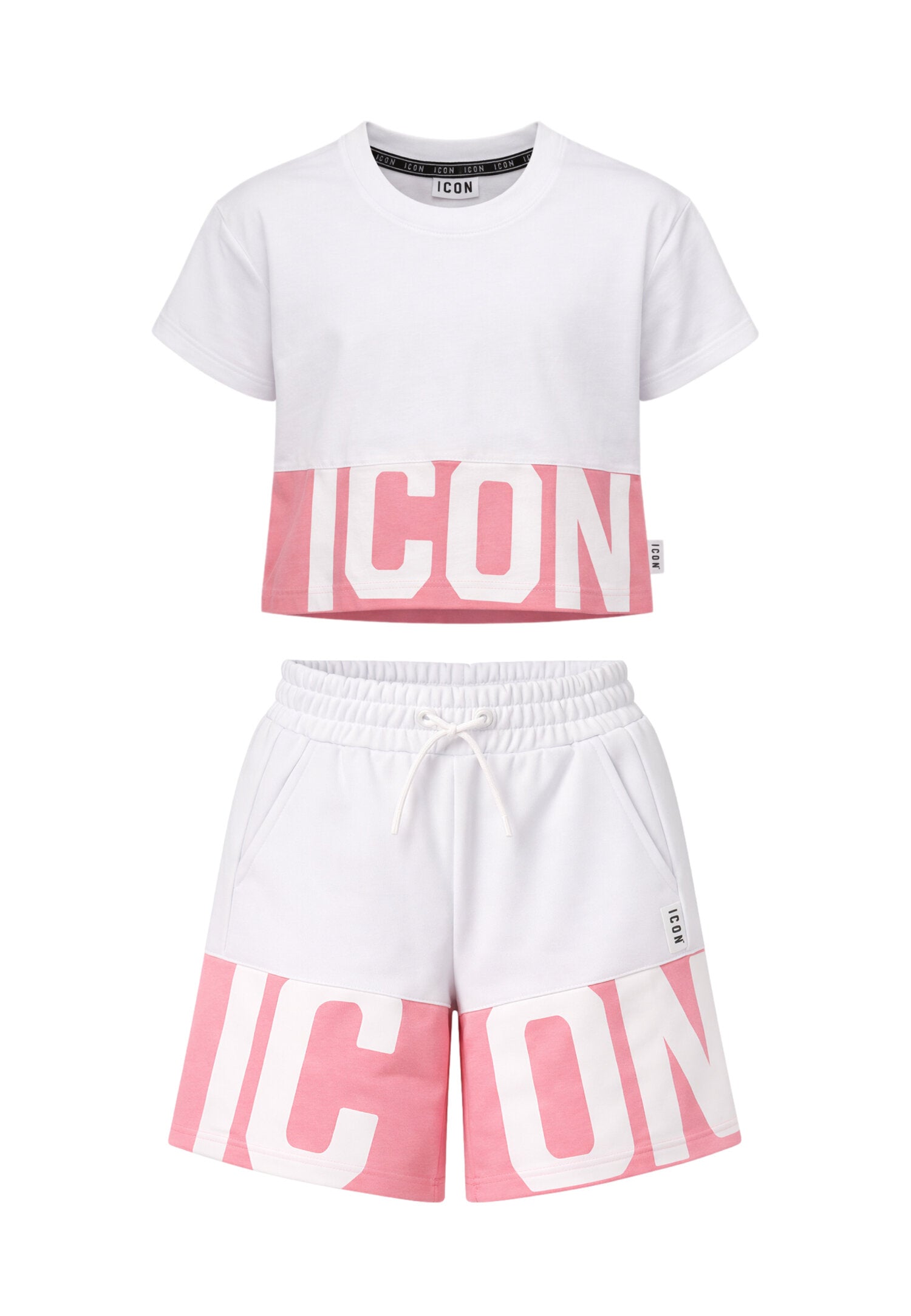 Icon Completo Bianco e Rosa Bambina Maniche Corte IGKS001147+1146_