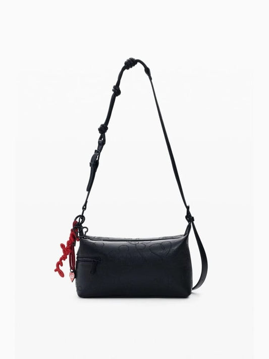 Desigual borsa a tracolla con ricamo mickey mouse lines huntington in ecopelle nera