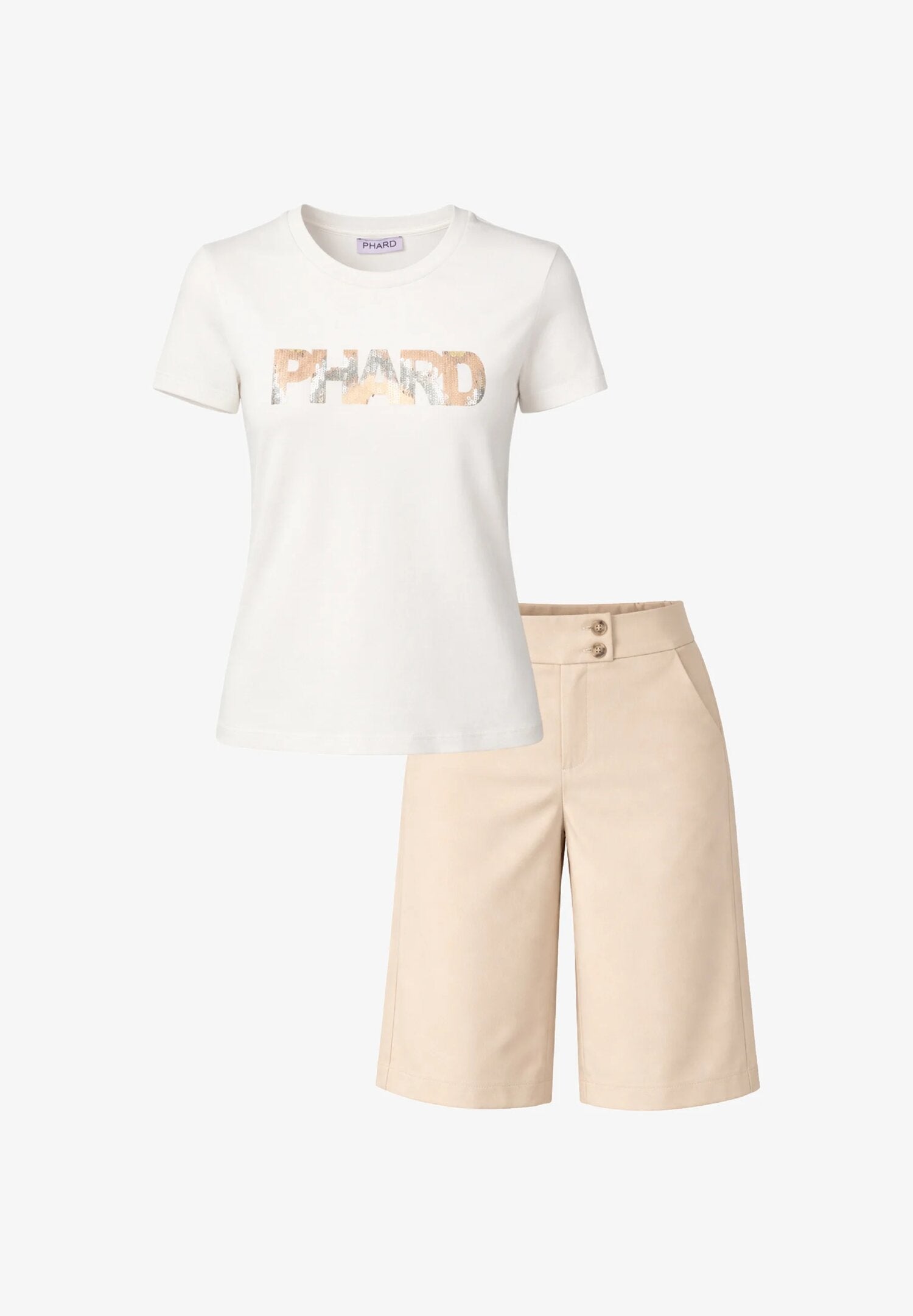 Phard Completo Tshirt Logo e Bermuda Beige Bambina PH3128+PH3071_