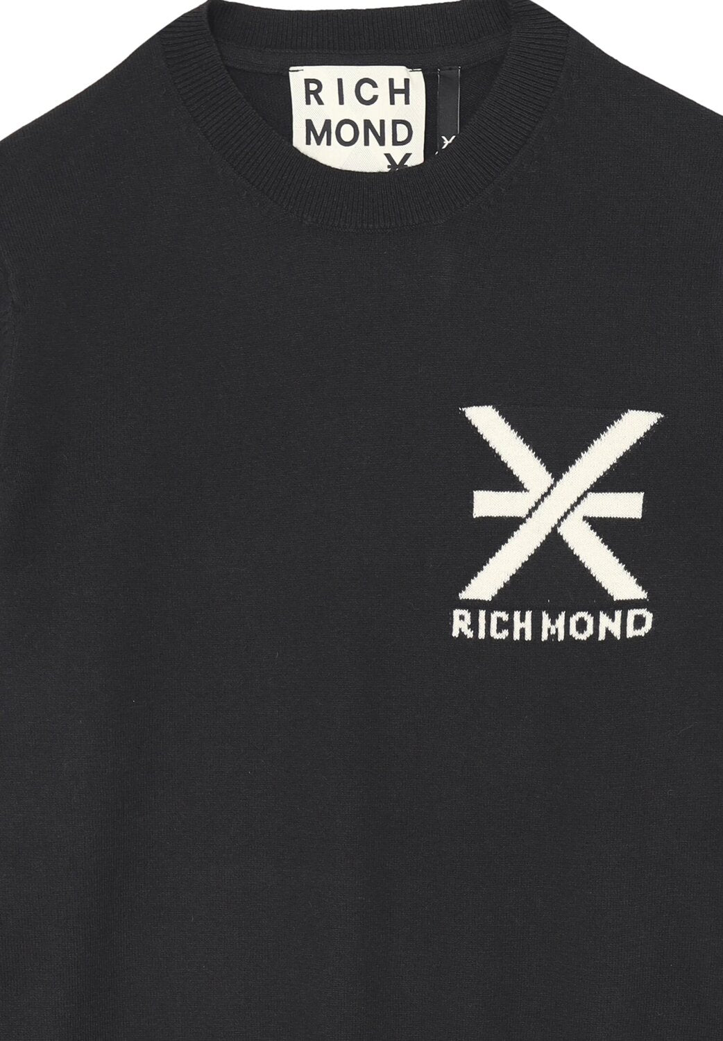 John Richmond maglione uomo nero lana logo a contrasto