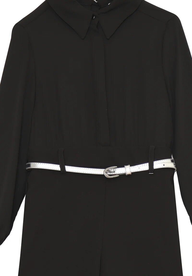 Kocca tuta jumpsuit nera bambina e ragazza con cintura elegante