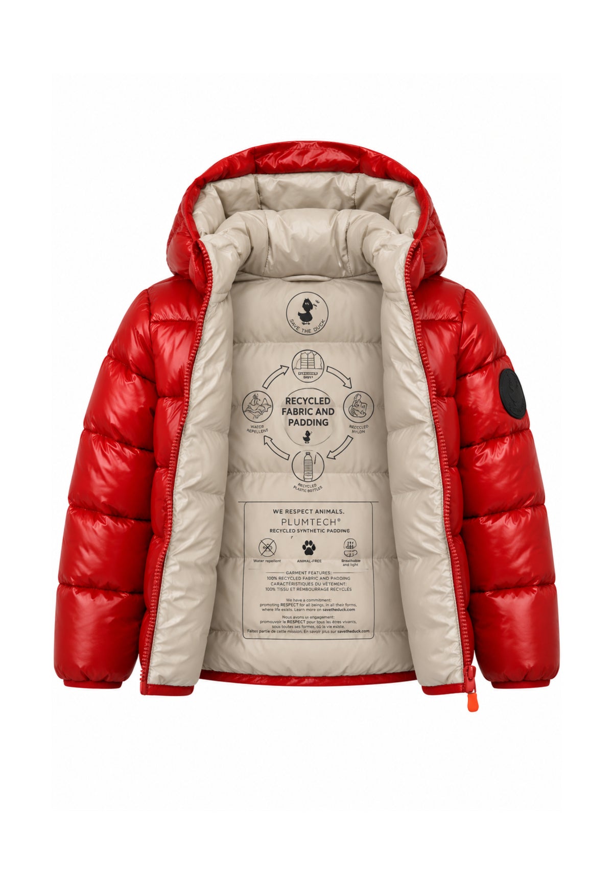 Save the Duck GIUBBOTTO ROSSO LUCIDO CON FODERA A CONTRASTO Bambine e ragazze 13-J38090G.RO_