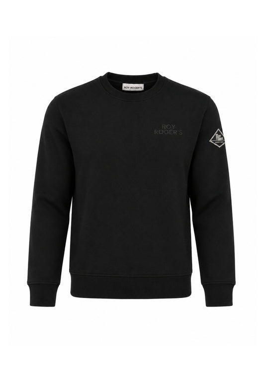 Roy Roger's felpa nera girocollo con logo gommato piccolo Bambini e ragazzi rz486/00.nero_