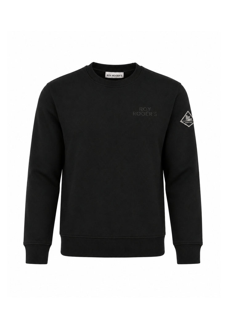 Roy Roger's felpa nera girocollo con logo gommato piccolo Bambini e ragazzi rz486/00.nero_