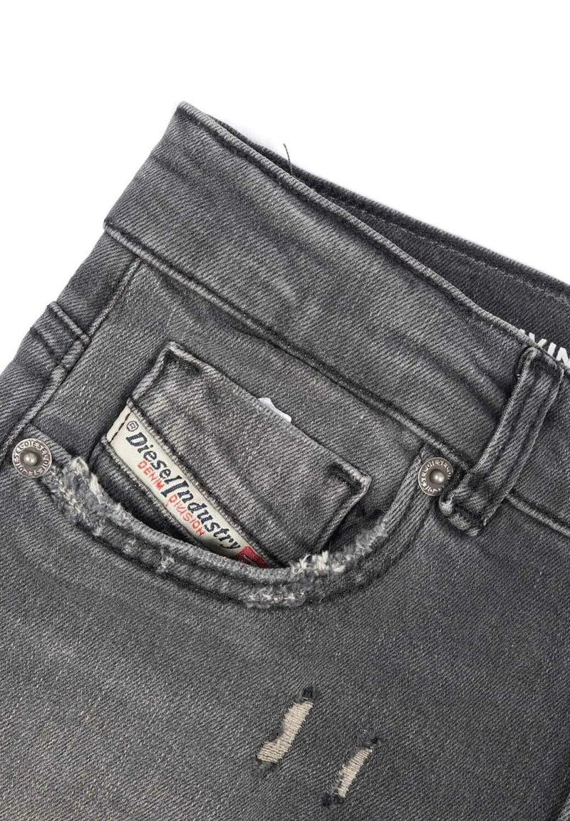 Diesel jeans a zampa bambina ragazza neri cotone elasticizzato - NERO | CammarataMode