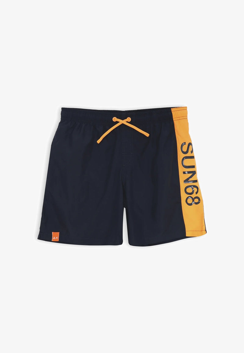 Sun68 dark blue costume with orange band and vertical SUN68 print - BLUE | CammarataMode