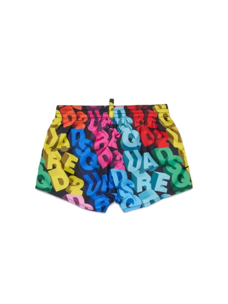 Dsquared costume da bagno infant multicolor con logo 3d Bambino