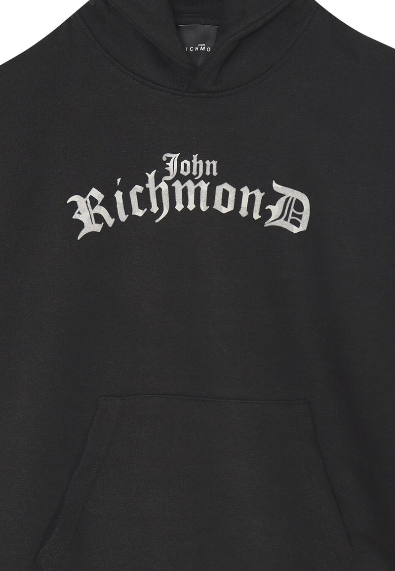 John Richmond Felpa con Cappuccio Bambino 2-16 Anni – Cotone Nero Logo - NERO | CammarataMode