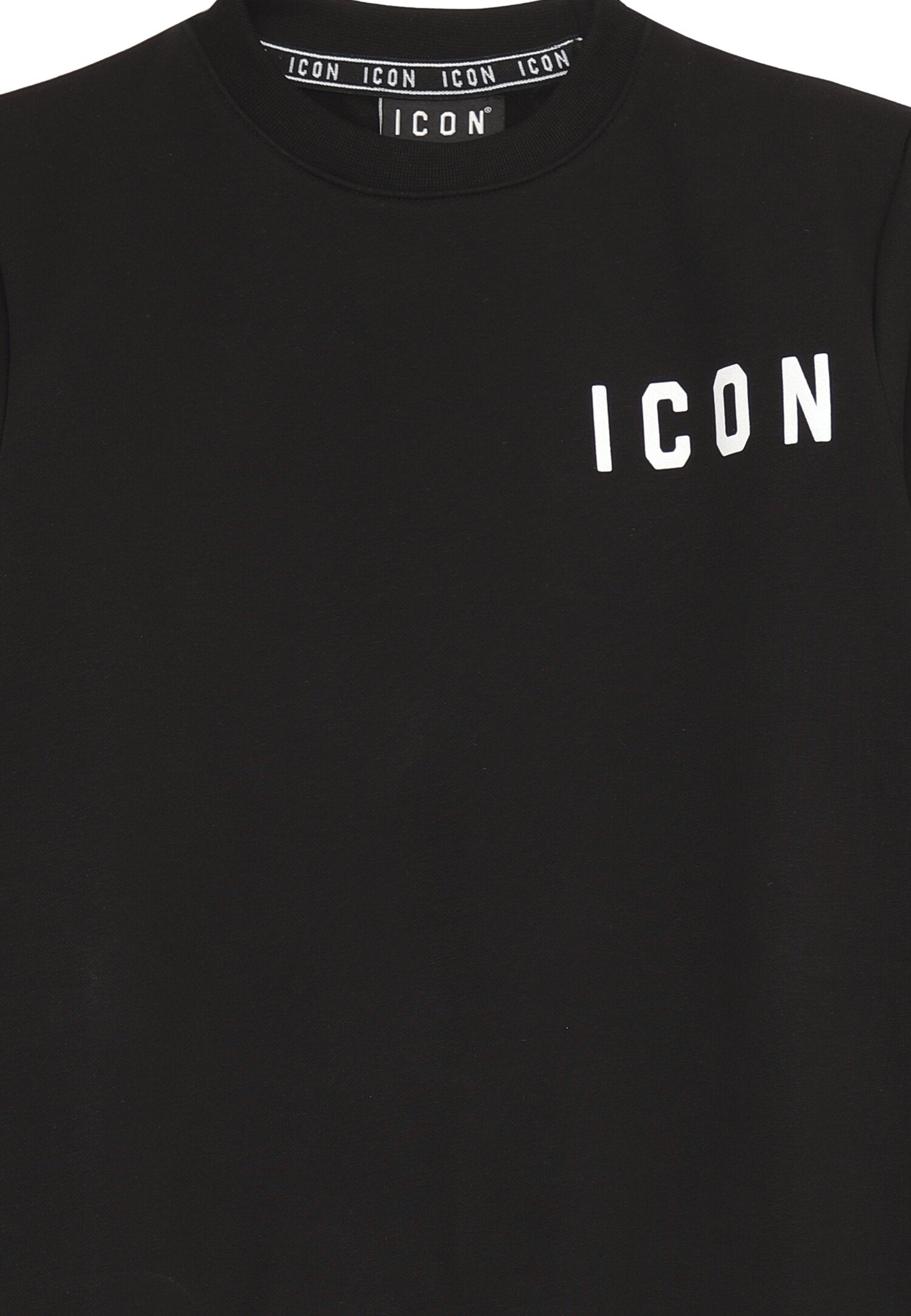 Icon Felpa Nera Bambino In Cotone Girocollo Passeggio AI25