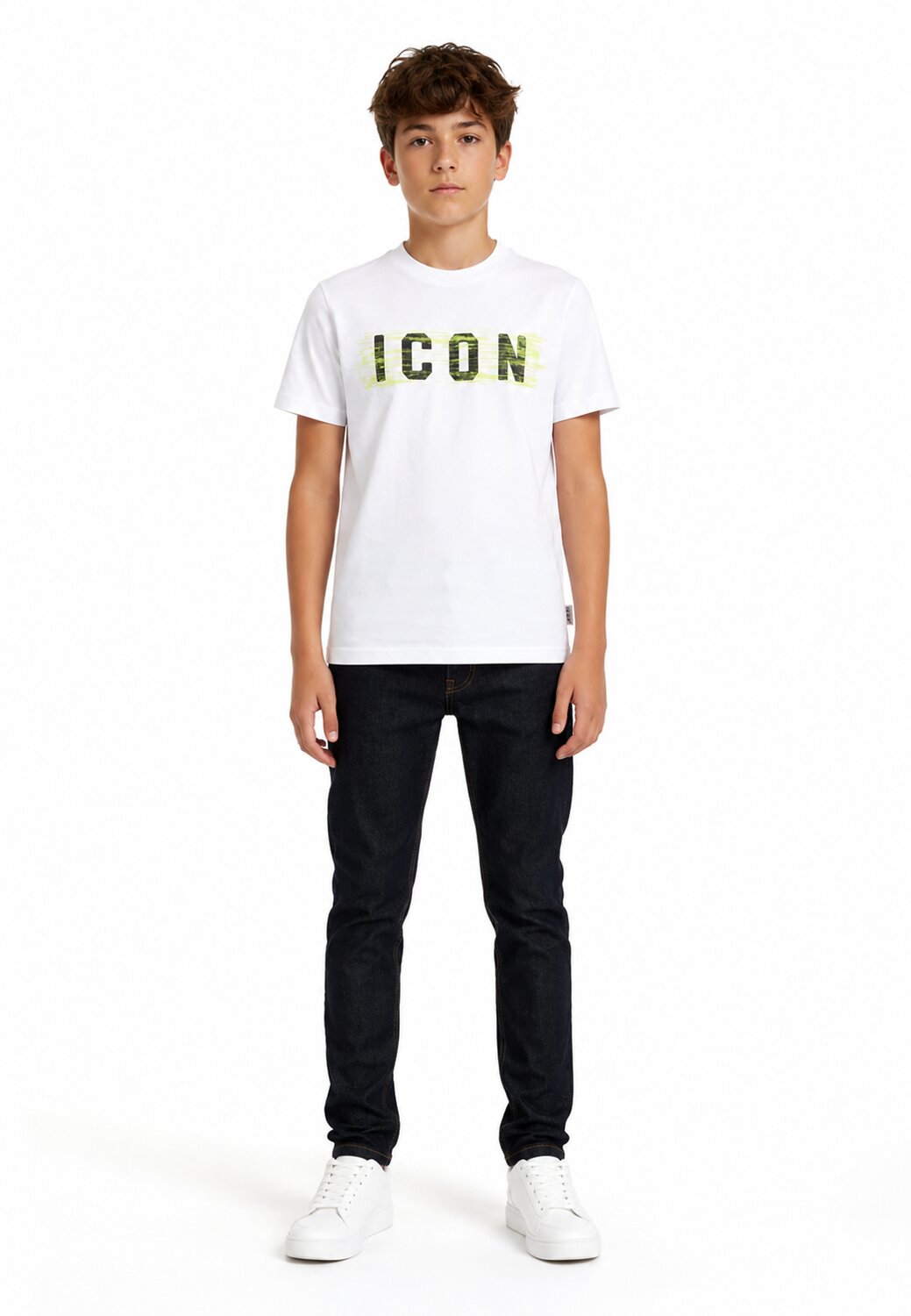 Icon Tshirt Logo Verde Neon Bambino Maniche Corte - IBKS001259_