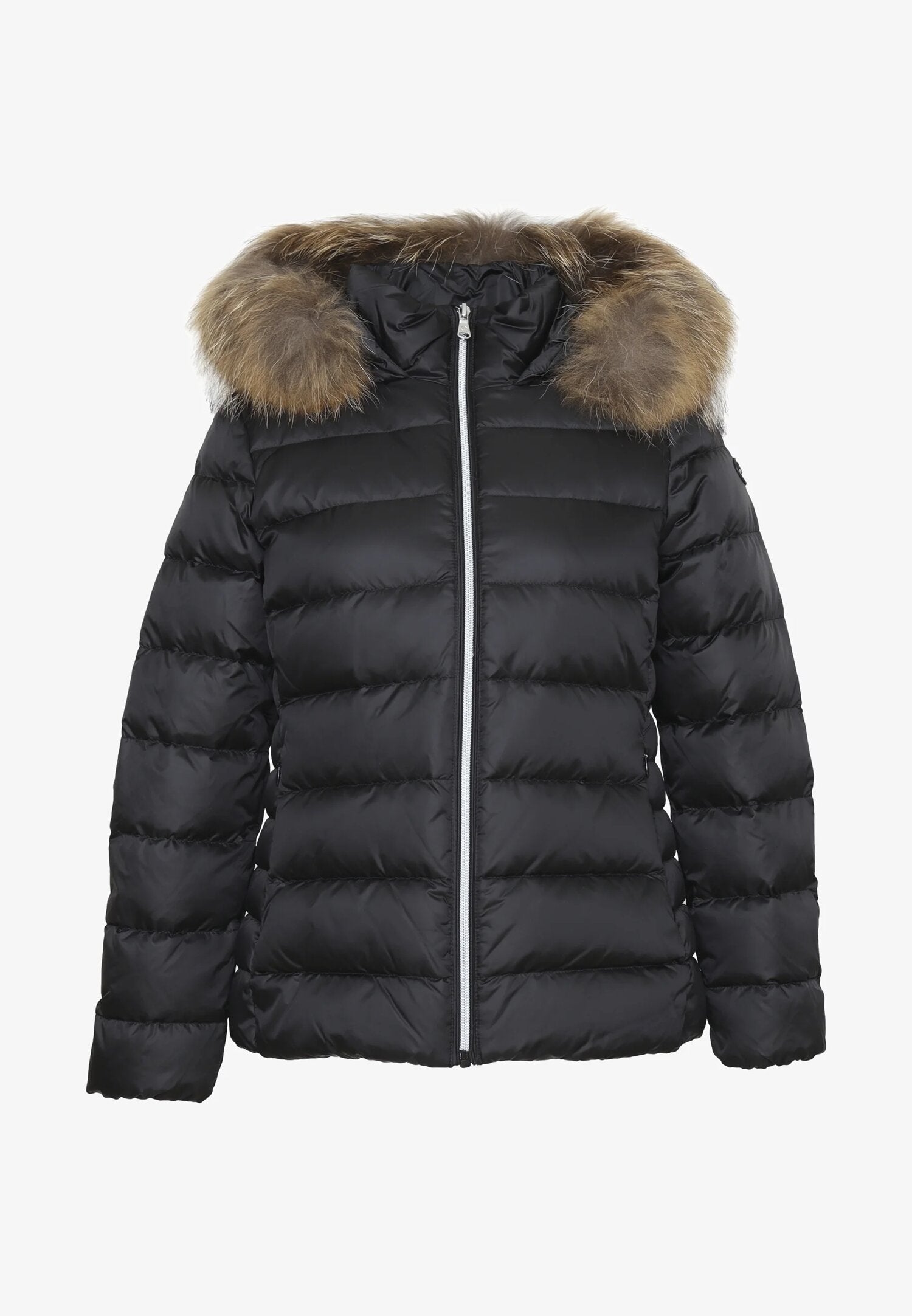 Canadiens Giubbotto Nero Bambina In Nylon Con Pelliccia Tipo Elegante AI25