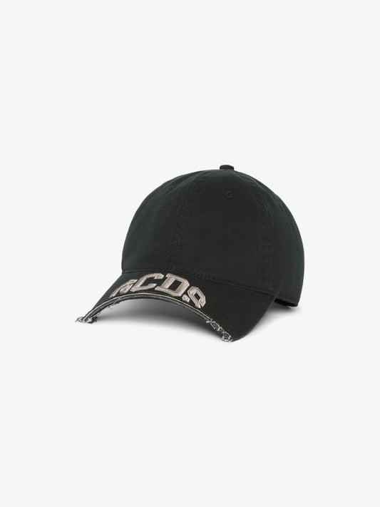 Gcds cappello nero uomo unisex logo ricamato sul davanti
