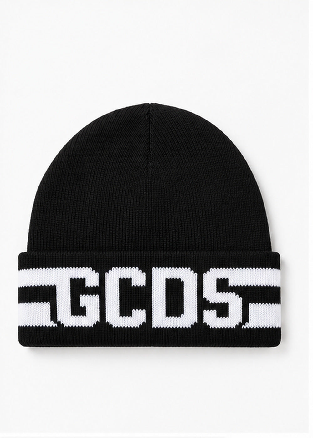 GCDS Cappello Nero Bambino in Lana con Maxi Logo AI26C2UJQN595K347
