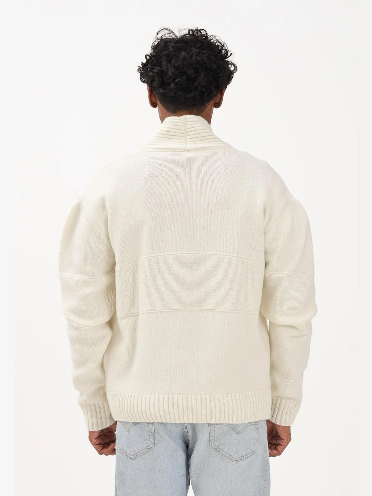 Gcds cardigan panna uomo unisex maxi logo tono su tono dettaglio logo