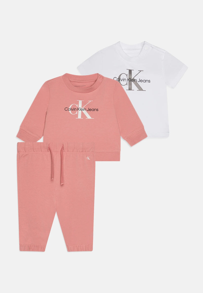 Completo Calvin Klein neonata rosa e bianco maniche lunghe e corte - ROSA | CammarataMode
