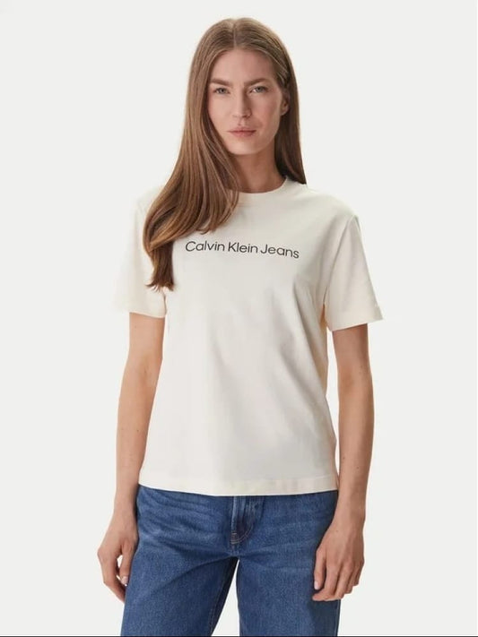 Calvin Klein tshirt beige donna con logo