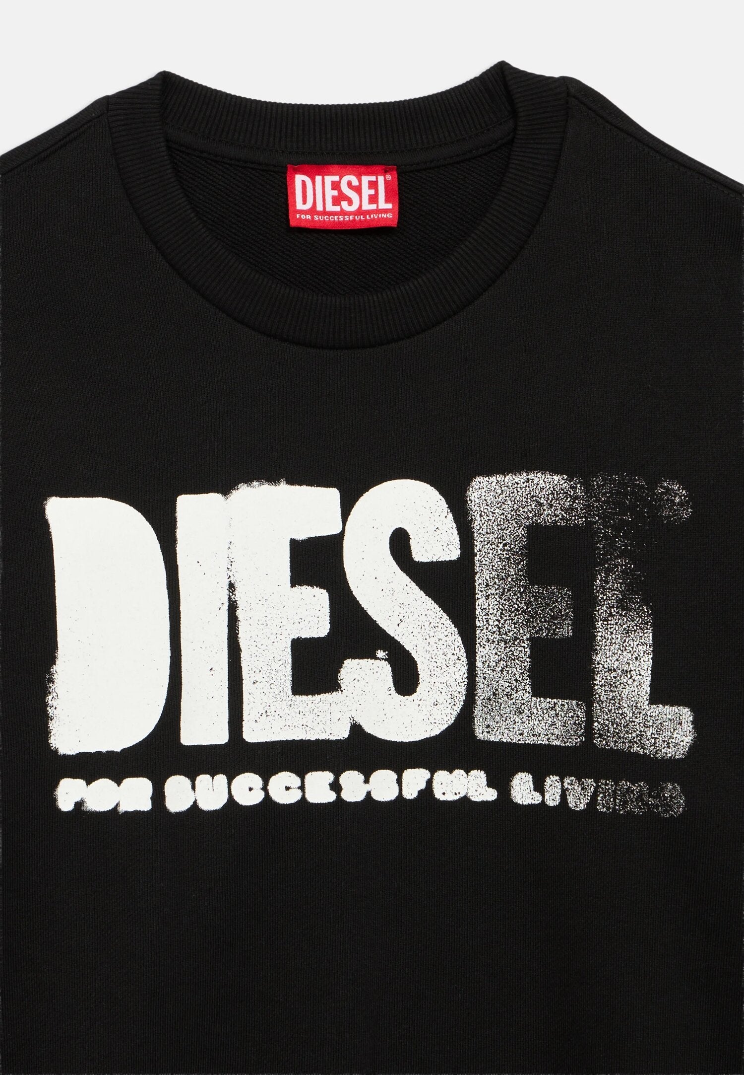 Diesel Felpa Nera Bambino In Cotone Girocollo Sportivo PE26