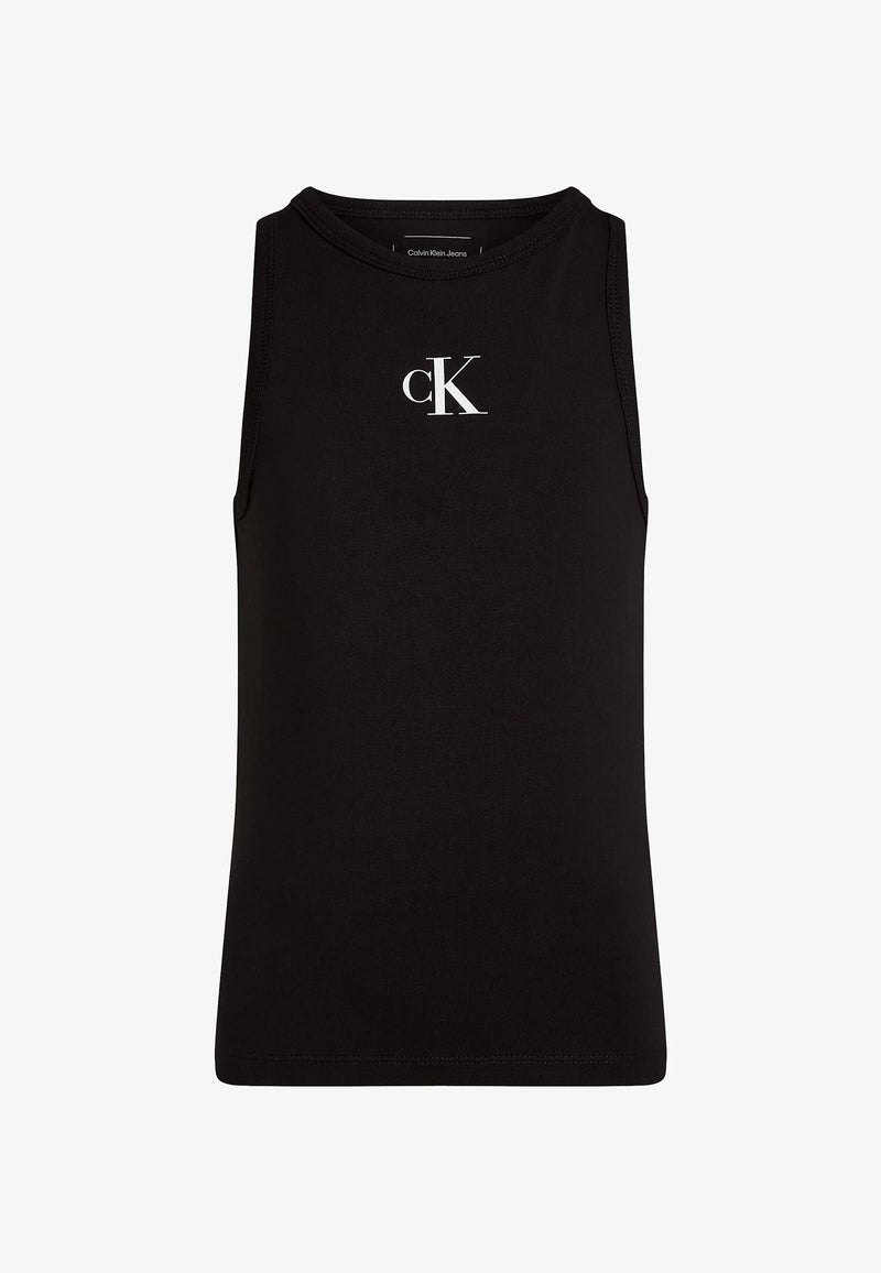 Calvin Klein canotta bambina ragazza nera slim fit estiva jersey - NERO | CammarataMode