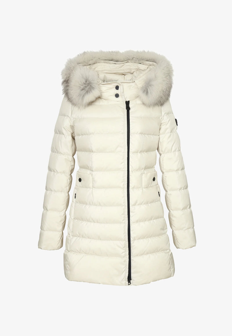 Peuterey cappotto invernale bambina beige lungo con cappuccio e pelliccia - BEIGE | CammarataMode