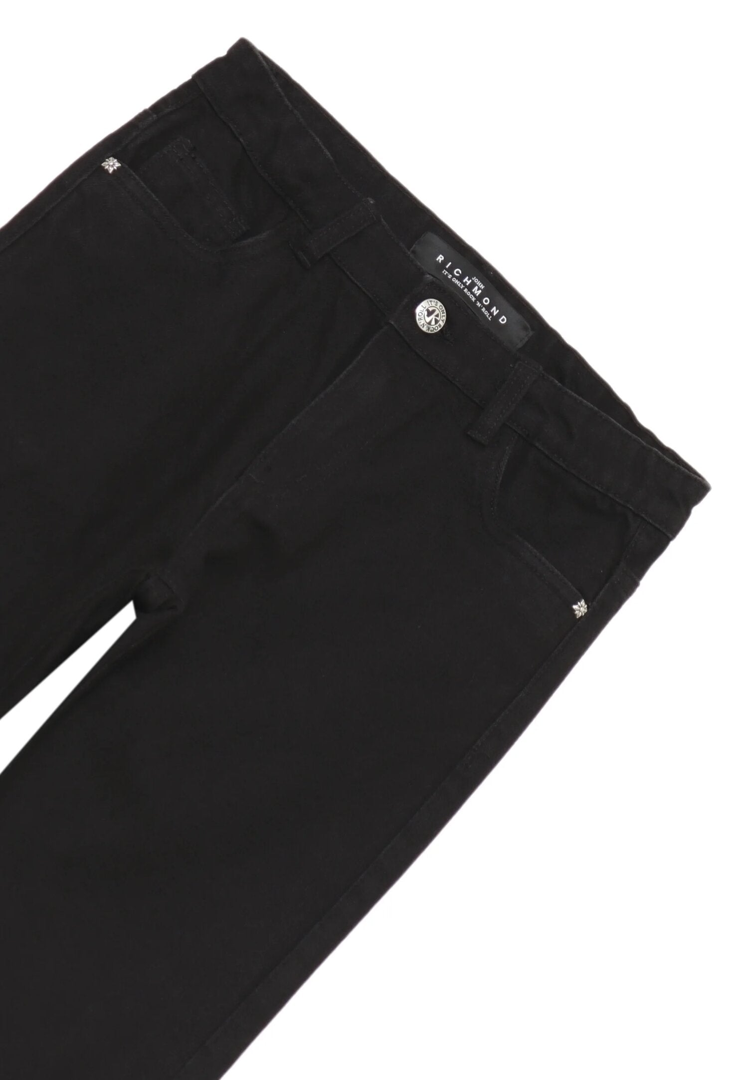 John Richmond Jeans Nero Bambino Cinque Tasche In Cotone Vita Regolabile