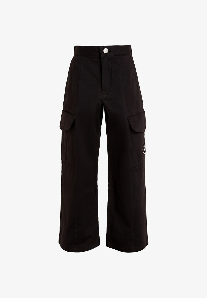 Calvin Klein Pantaloni Cargo Bambina Neri Cotone Elastan Stile Urban - NERO | CammarataMode