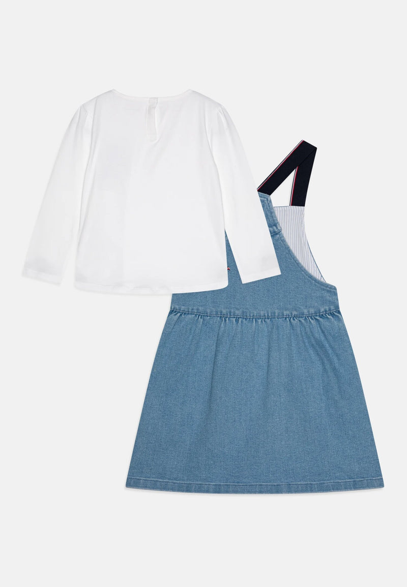 Completo salopette denim e maglia bianca Tommy Hilfiger - DENIM CHIARO | CammarataMode
