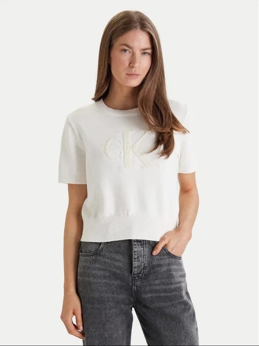 Calvin Klein maglia bianca donna maxi logo