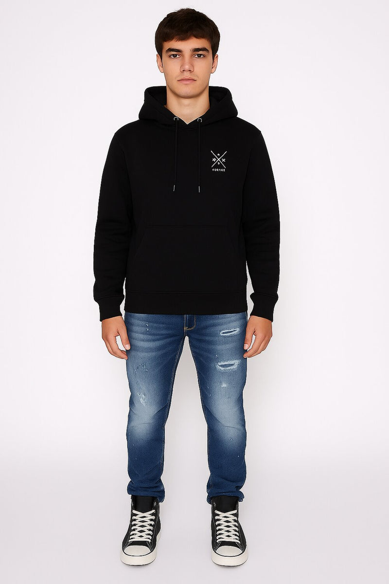 John Richmond felpa uomo berry con cappuccio in cotone logo ricamato - NERO | CammarataMode