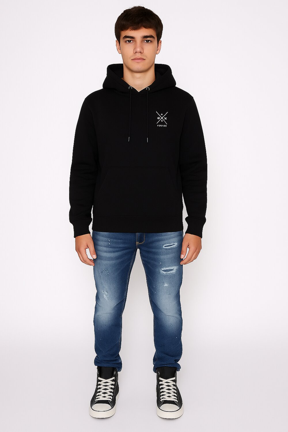 John Richmond Felpa Nero Uomo Basic In Cotone Con Cappuccio Sportivo AI25