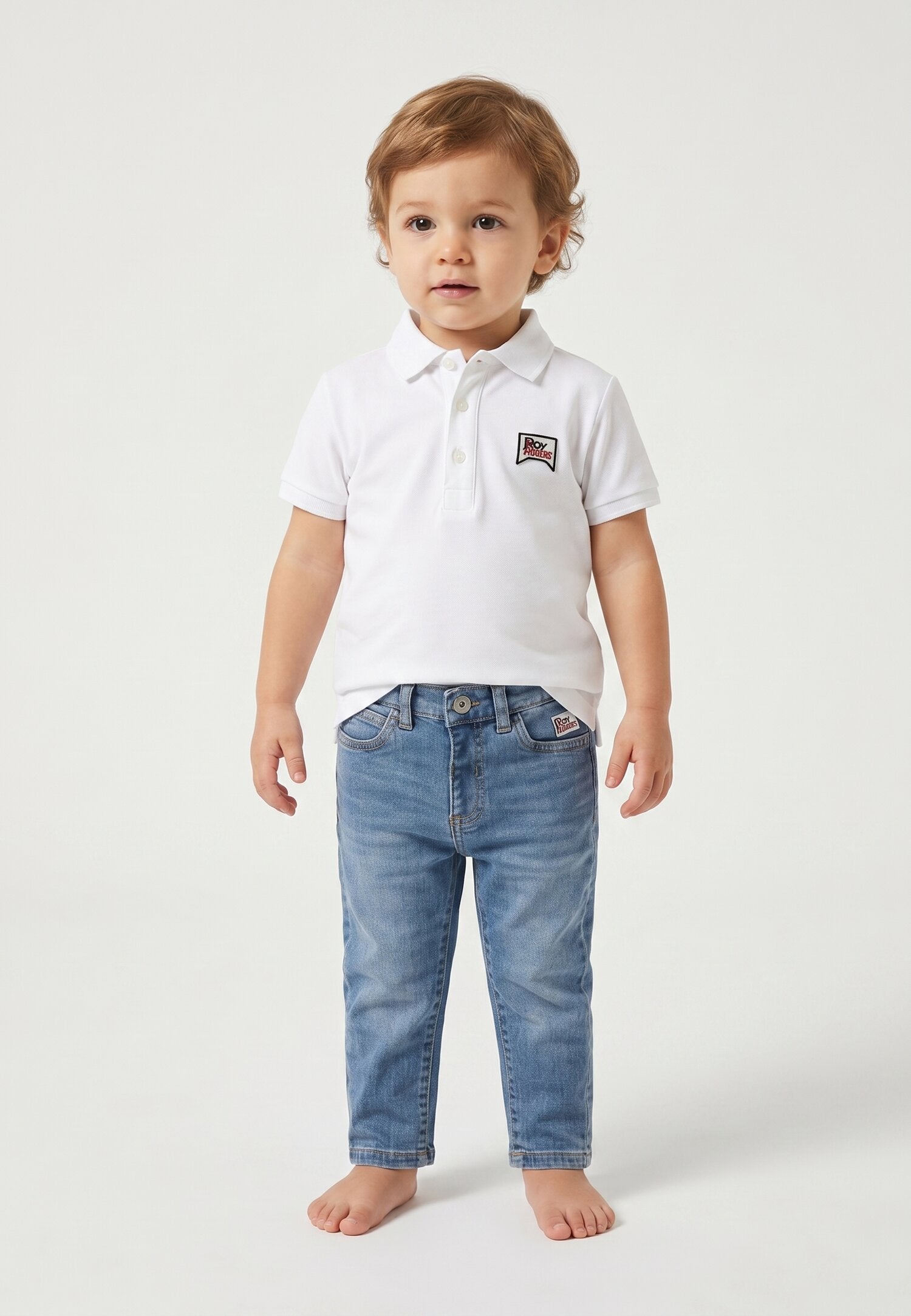 Roy Roger's Polo Bianca Logo Sul Davanti Roy Neonato RG121_